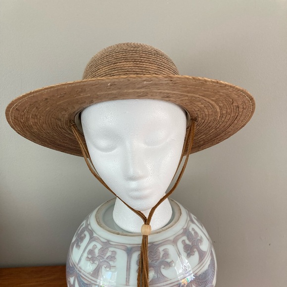 Tula Women’s Tan Straw Hat with Leather Chin Strap with Wooden Bead - Picture 1 of 6
